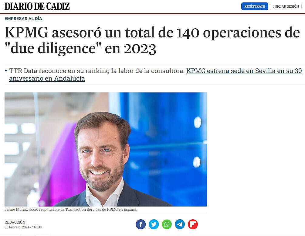KPMG asesor un total de 140 operaciones de